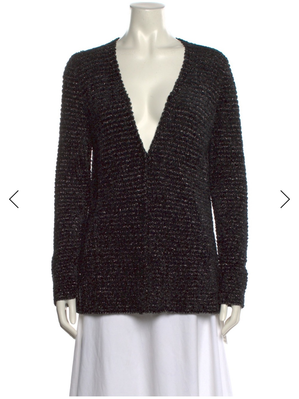 Les Copains Black Deep V-Neck Textured Sweater